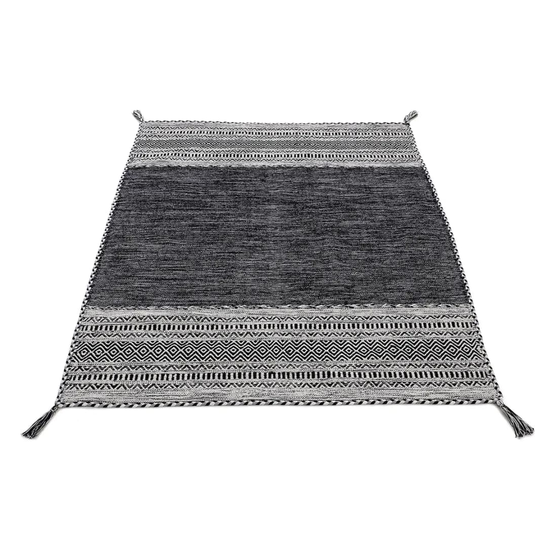 Flachgewebeteppich Schwarz/Schwarz 200 x 290cm | Schwarz