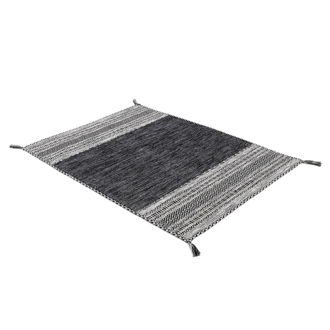 Flachgewebeteppich Schwarz/Schwarz 200 x 290cm | Schwarz