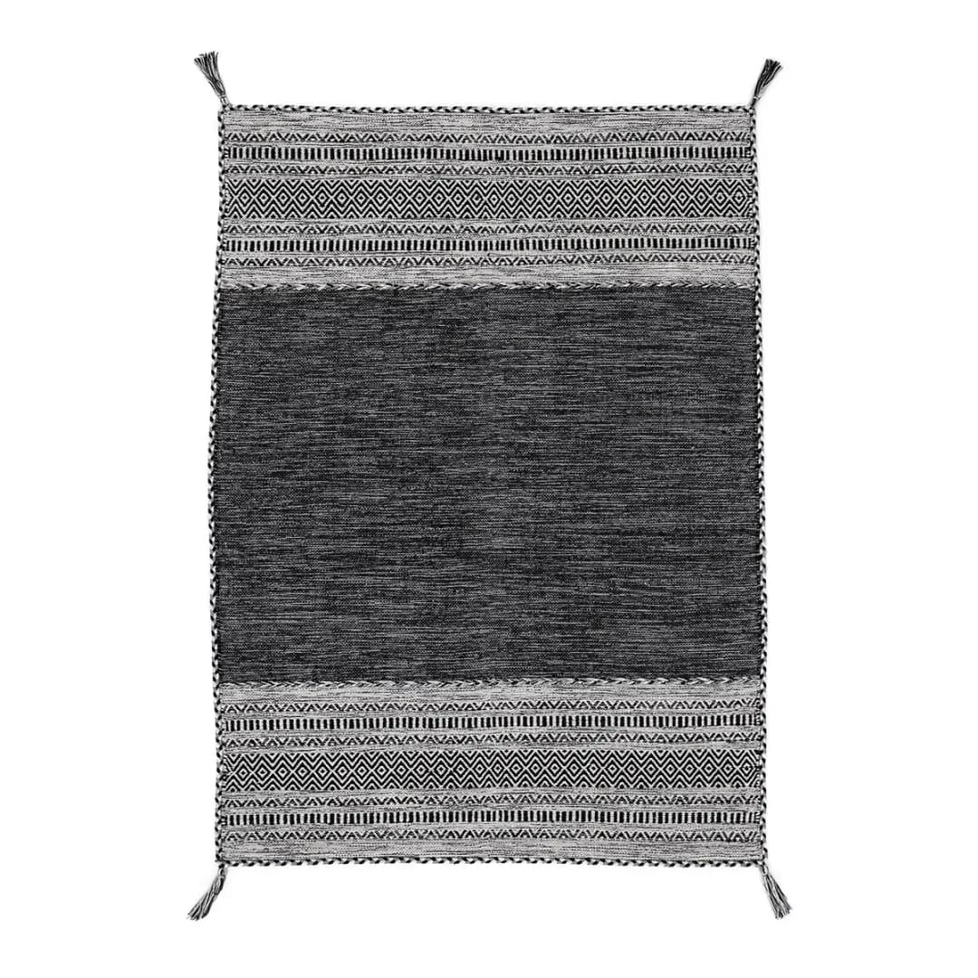 Flachgewebeteppich Schwarz/Schwarz 80 x 150cm | Schwarz