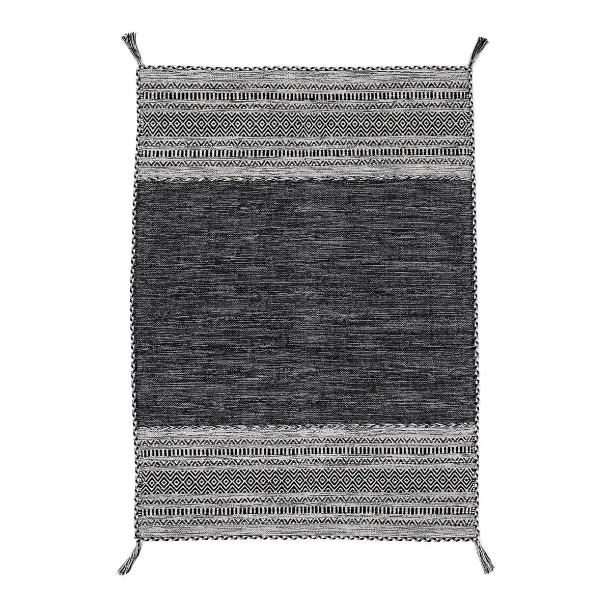 Flachgewebeteppich Schwarz/Schwarz 80 x 150cm | Schwarz