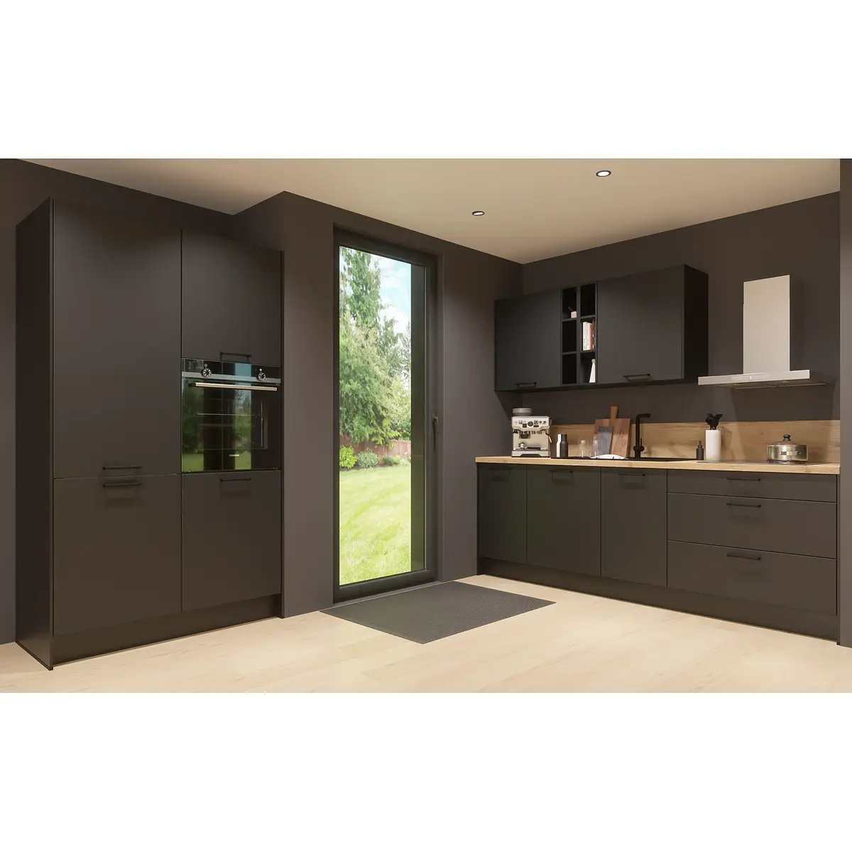 Küchenzeile ConceptC II 217 x 60cm Ausrichtung links | Schwarz