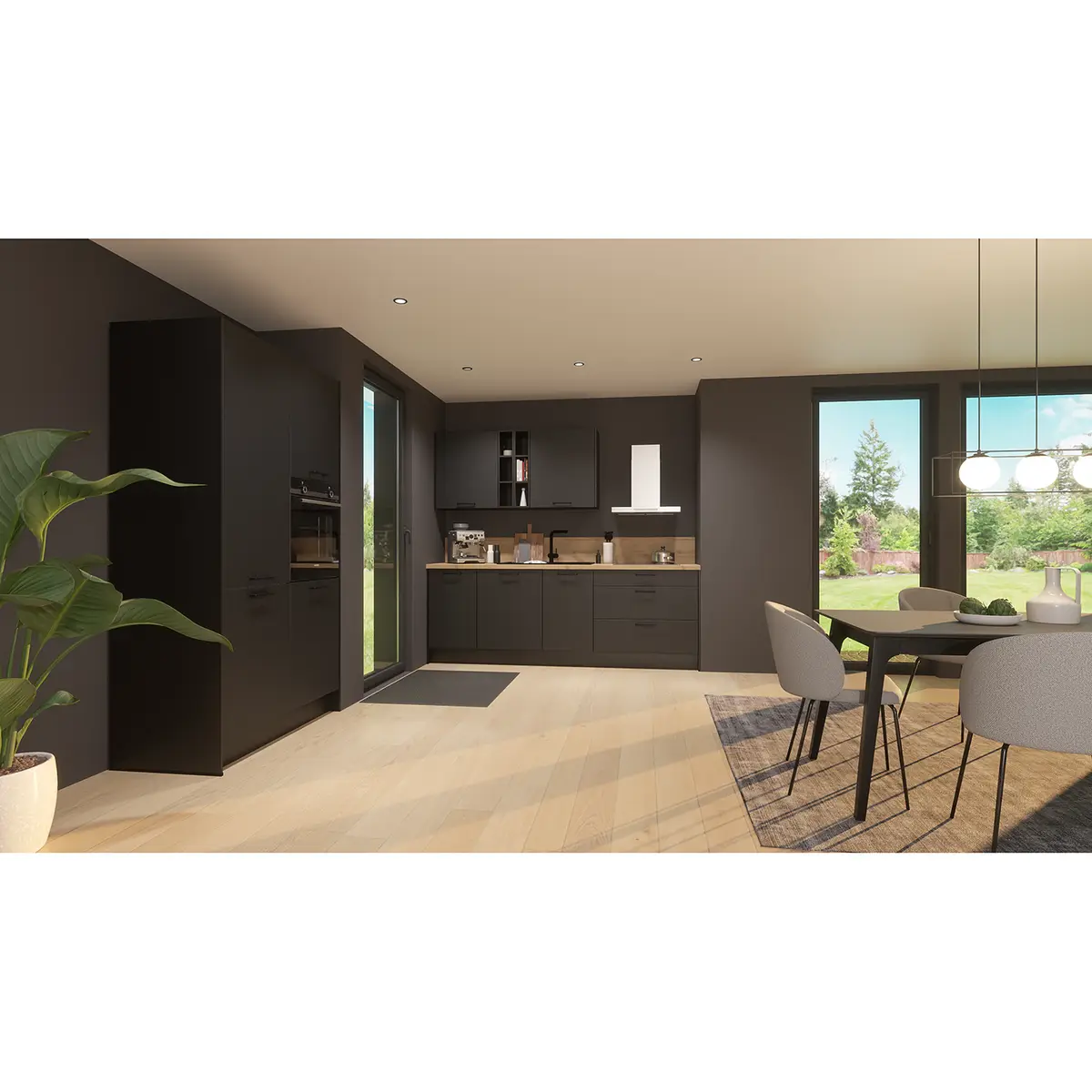 Küchenzeile ConceptC II 217 x 60cm Ausrichtung links | Schwarz