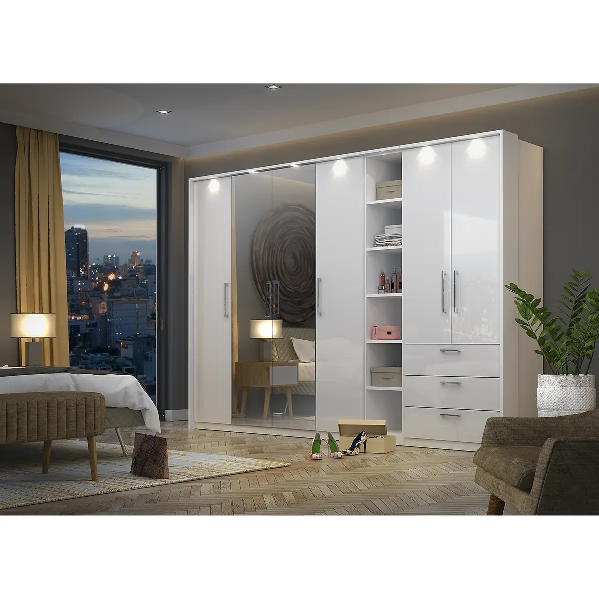 Drehtürenschrank Optima II 45cm Weiß | Weiß