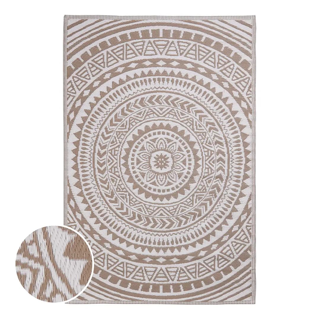 COLOUR CLASH Circles Beige/Beige Polypropylen Teppich | Beige