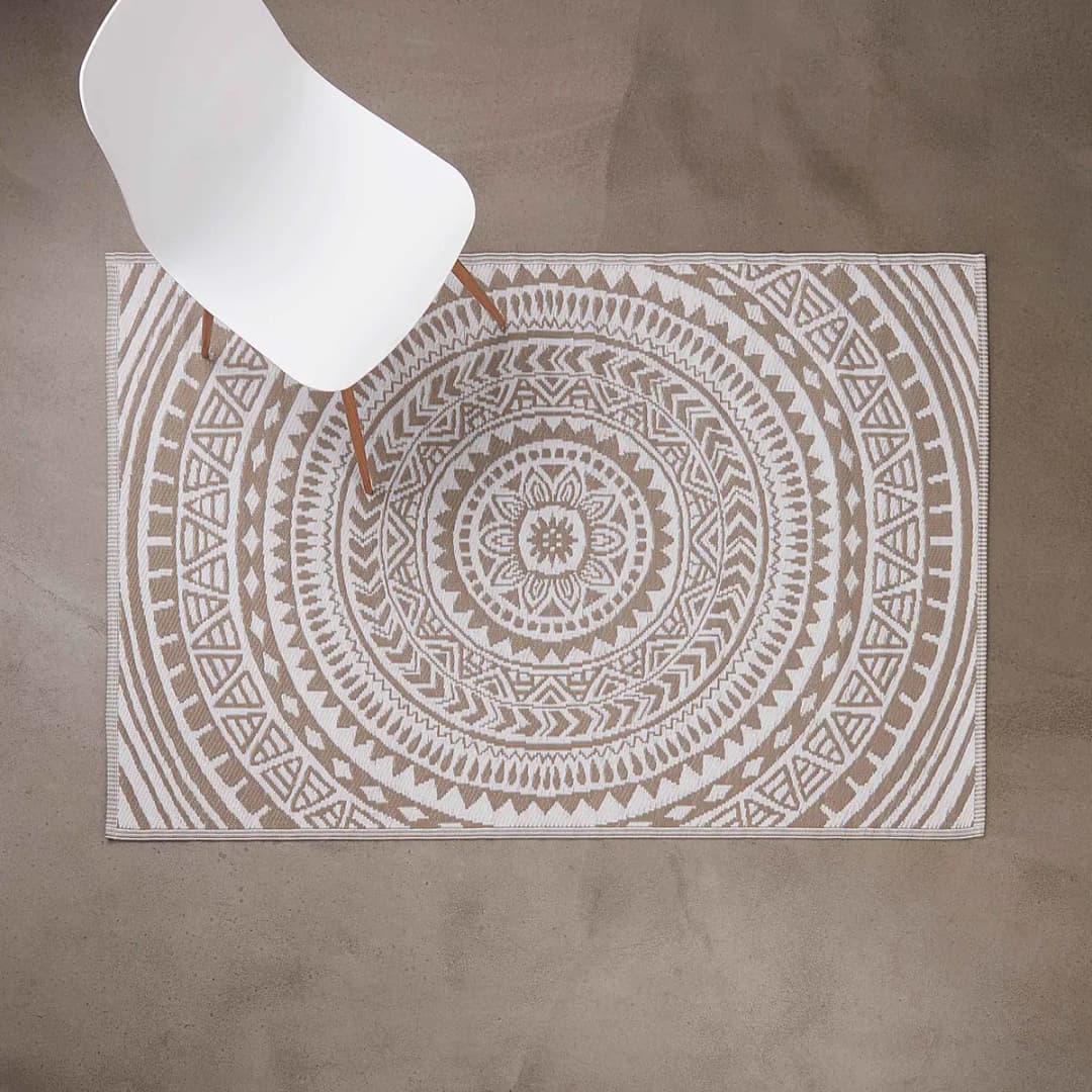 COLOUR CLASH Circles Beige/Beige Polypropylen Teppich | Beige