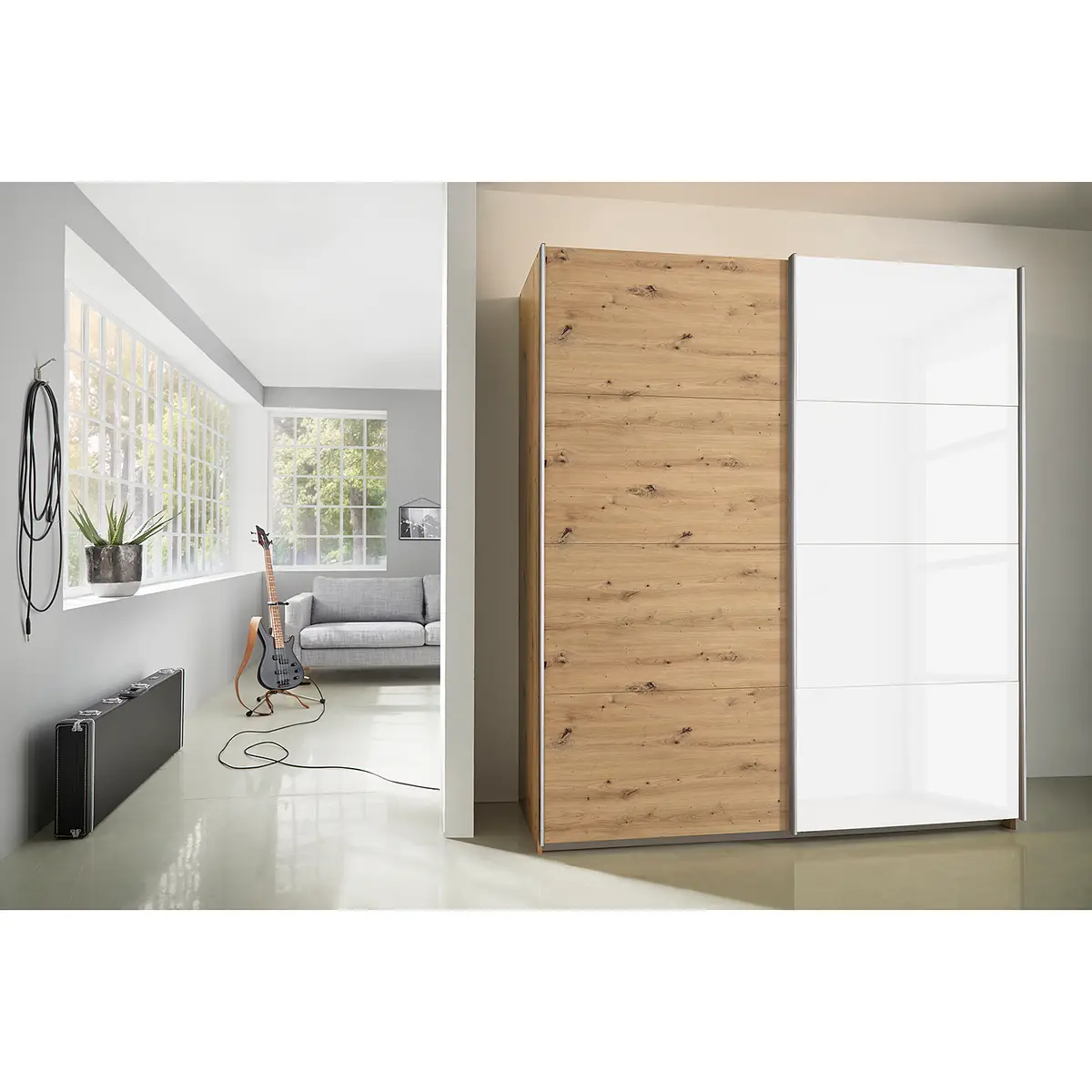 Schwebetürenschrank Gloss 180cm | Braun