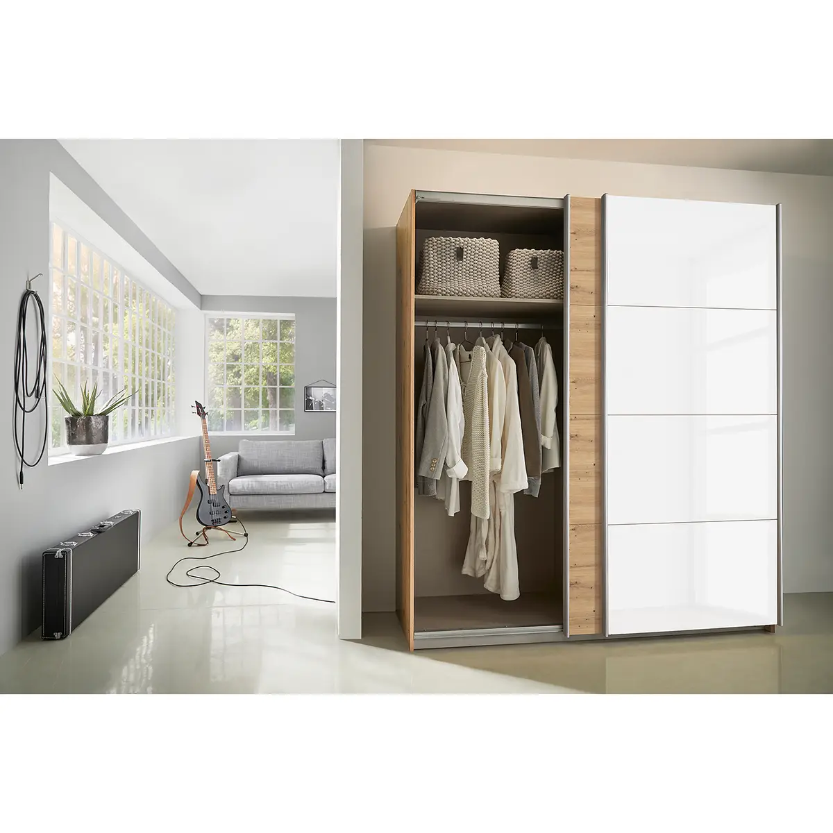 Schwebetürenschrank Gloss 180cm | Braun