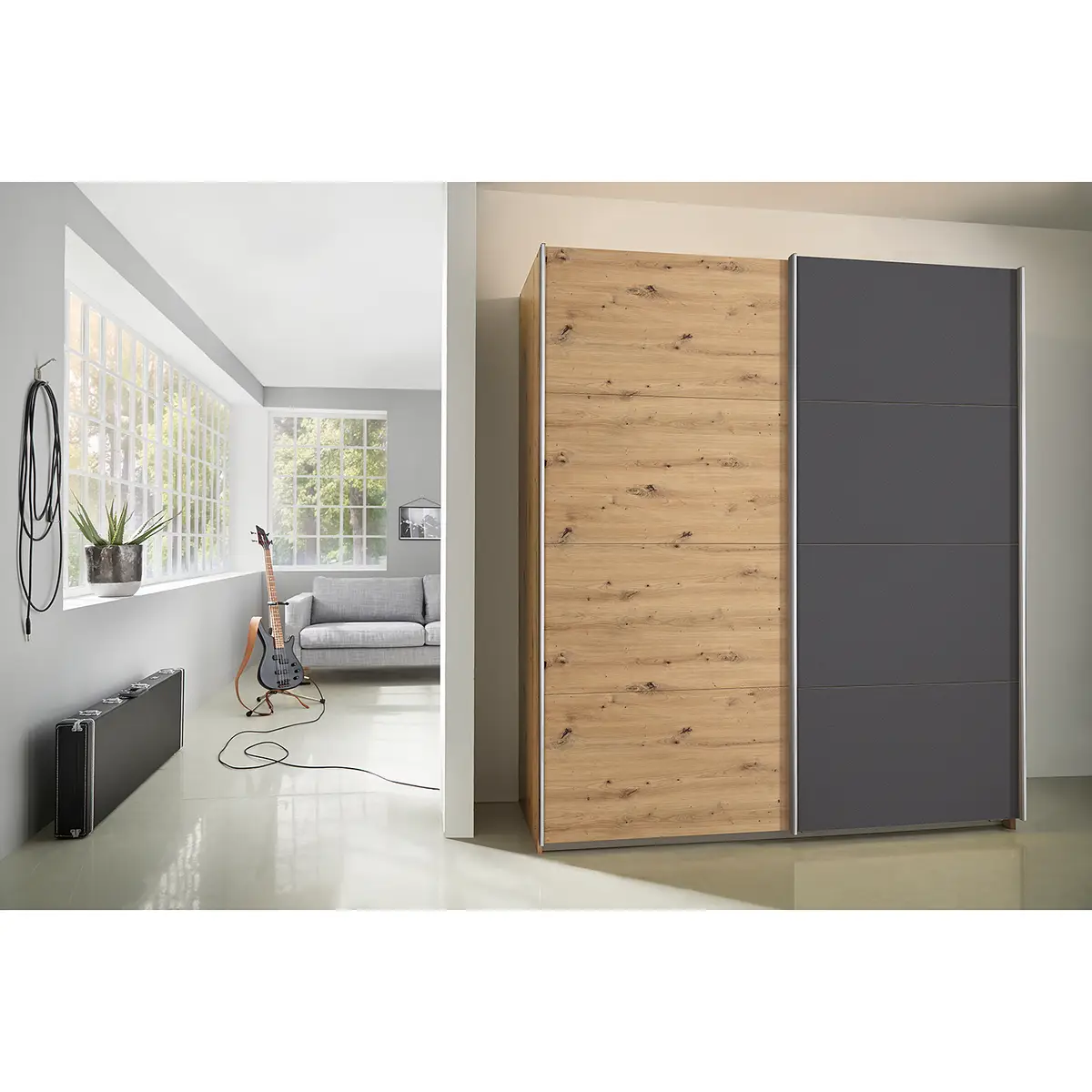 Schwebetürenschrank pure 180cm | Braun
