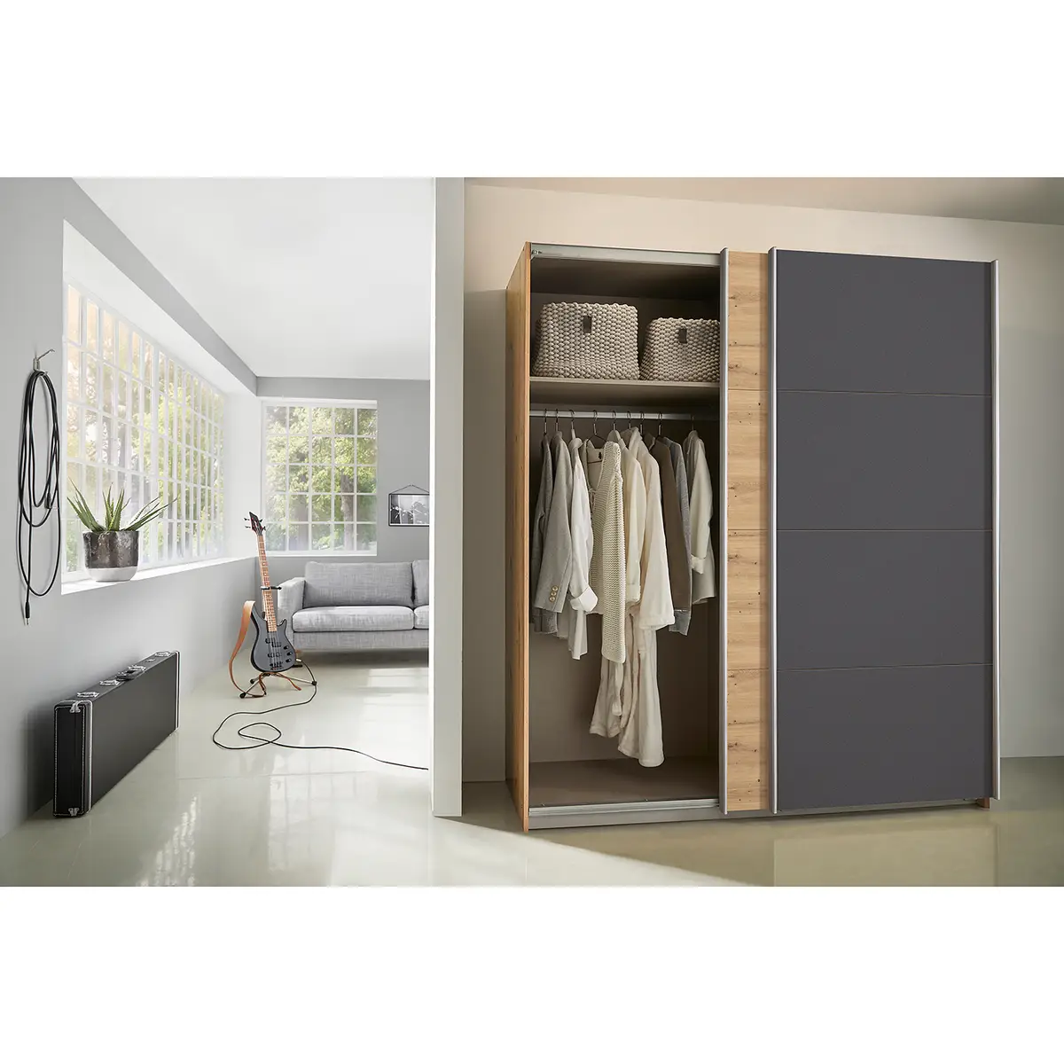 Schwebetürenschrank pure 180cm | Braun