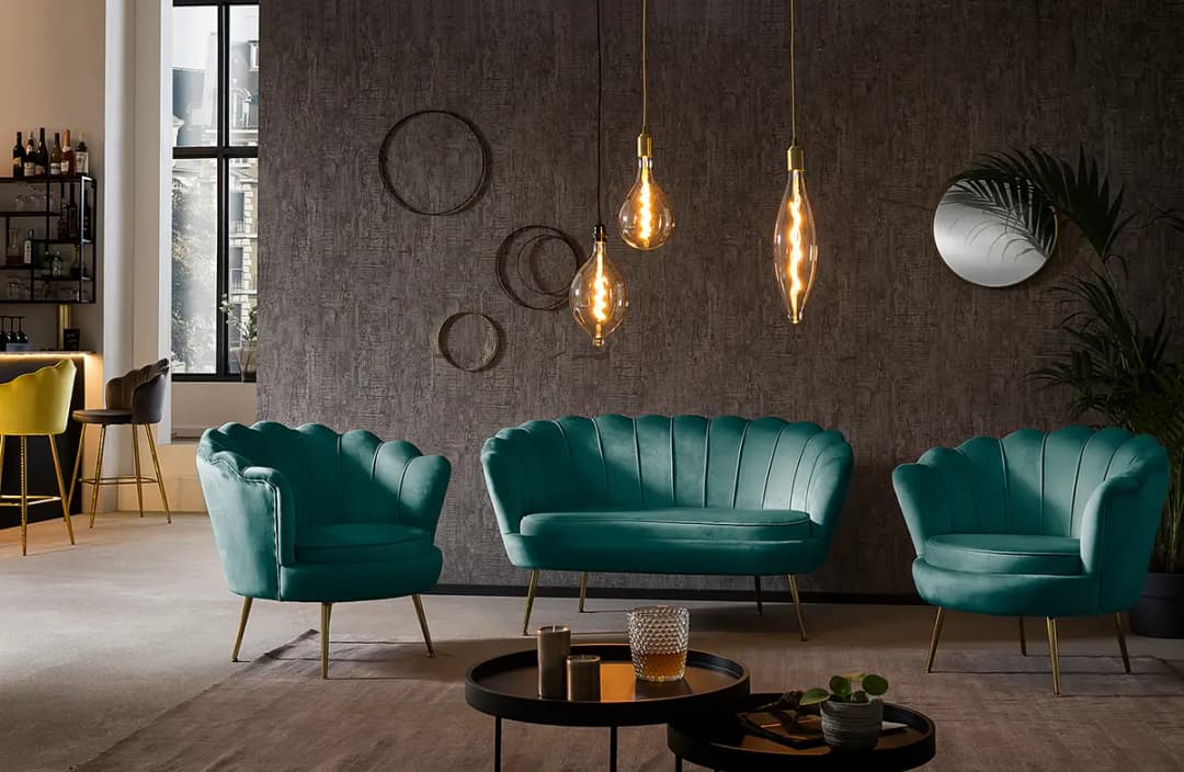 Sofa Ralemo 2,5-Sitzer Grün/Grün Samt | Grün