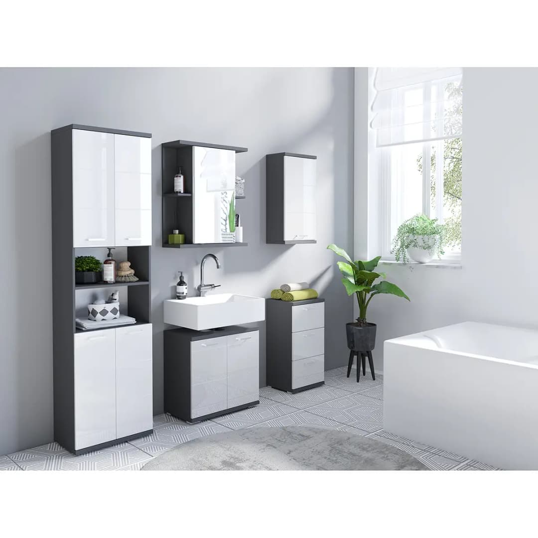 Waschbeckenunterschrank 60cm Schwarz/Anthrazit | Schwarz