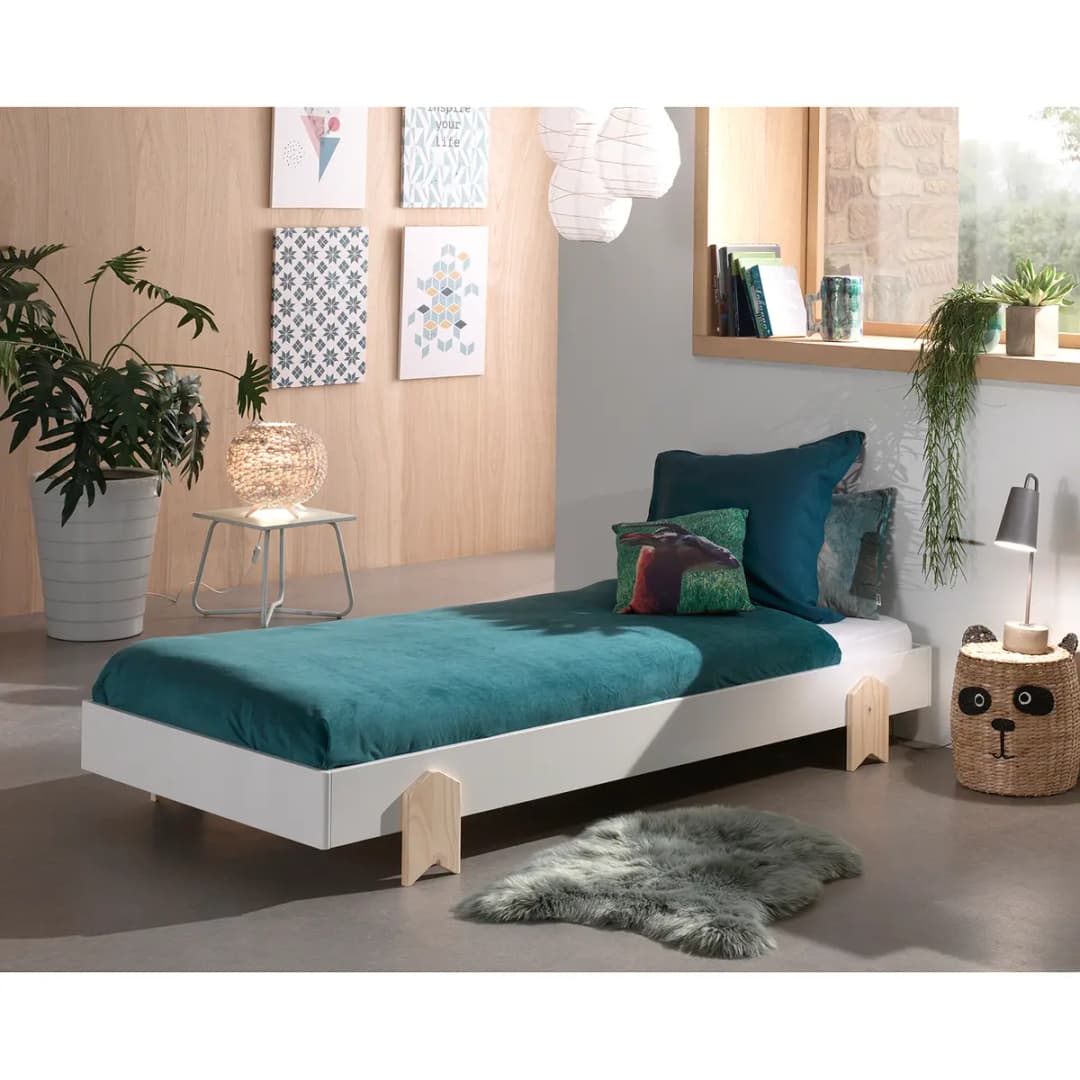 Einzelbett Modulo Pfeil 90 x 200cm Weiß/Weiß | Weiß