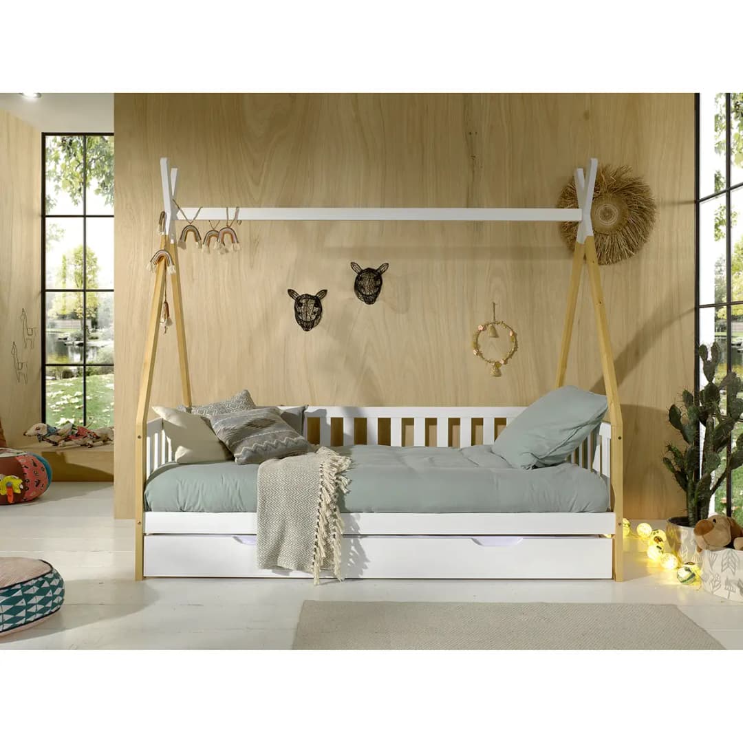 Kojen-Bett Tipi II 90 x 200cm Braun/Weiß | Braun