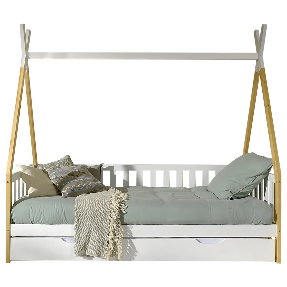 Kojen-Bett Tipi II 90 x 200cm Braun/Weiß | Braun