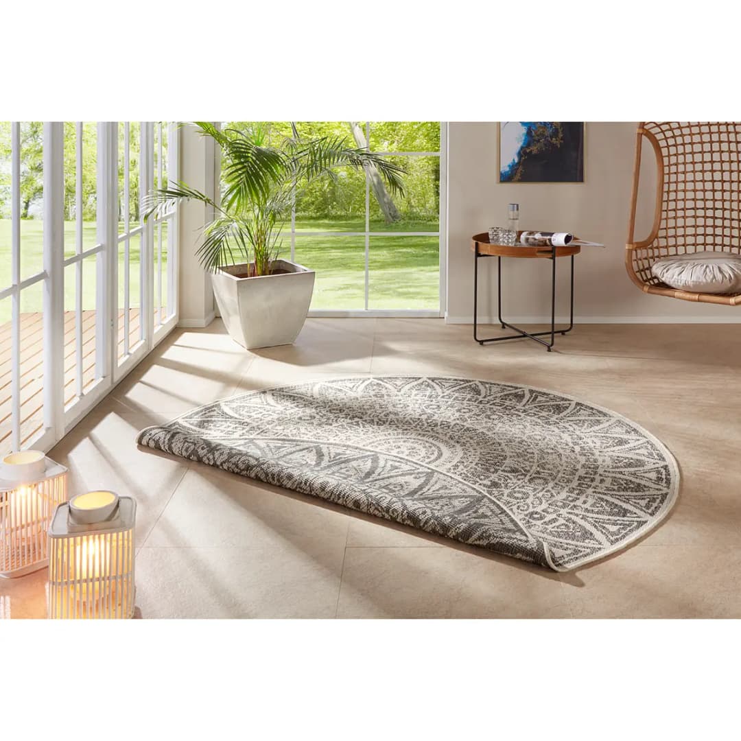 In-/Outdoor Wendeteppich Lilja Grau/Grau Webstoff Ø 200cm