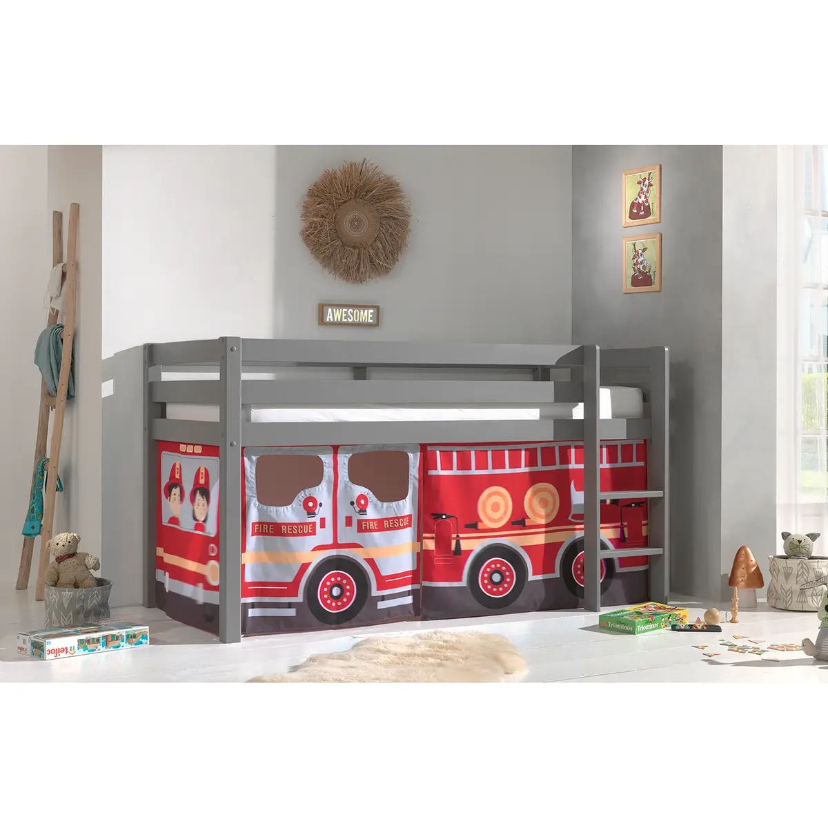 Halbhochbett Fire Rescue | Grau