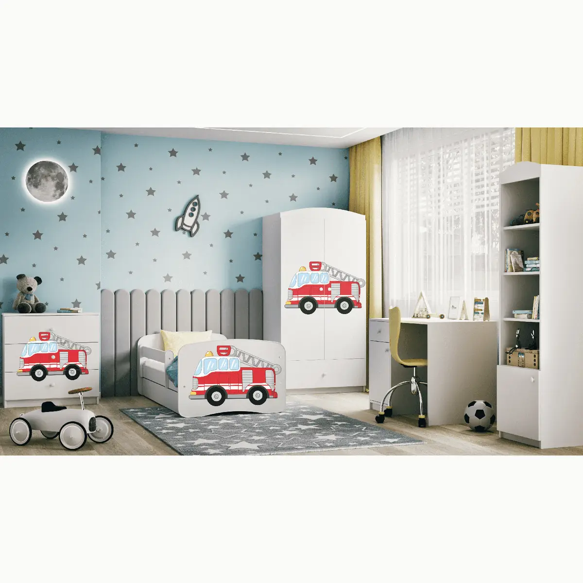 Kinderbett Feuerwehr | Weiß
