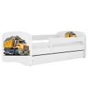 Kinderbett LKW 80 x 180 cm mit Lattenrost Weiß | Weiß