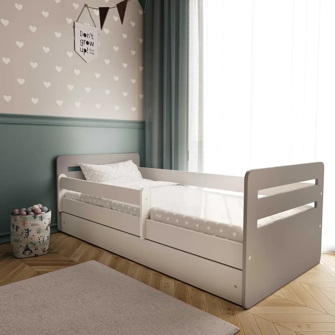 Kinderbett 80 x 140 cm mit Lattenrost Grau/Grau | Grau