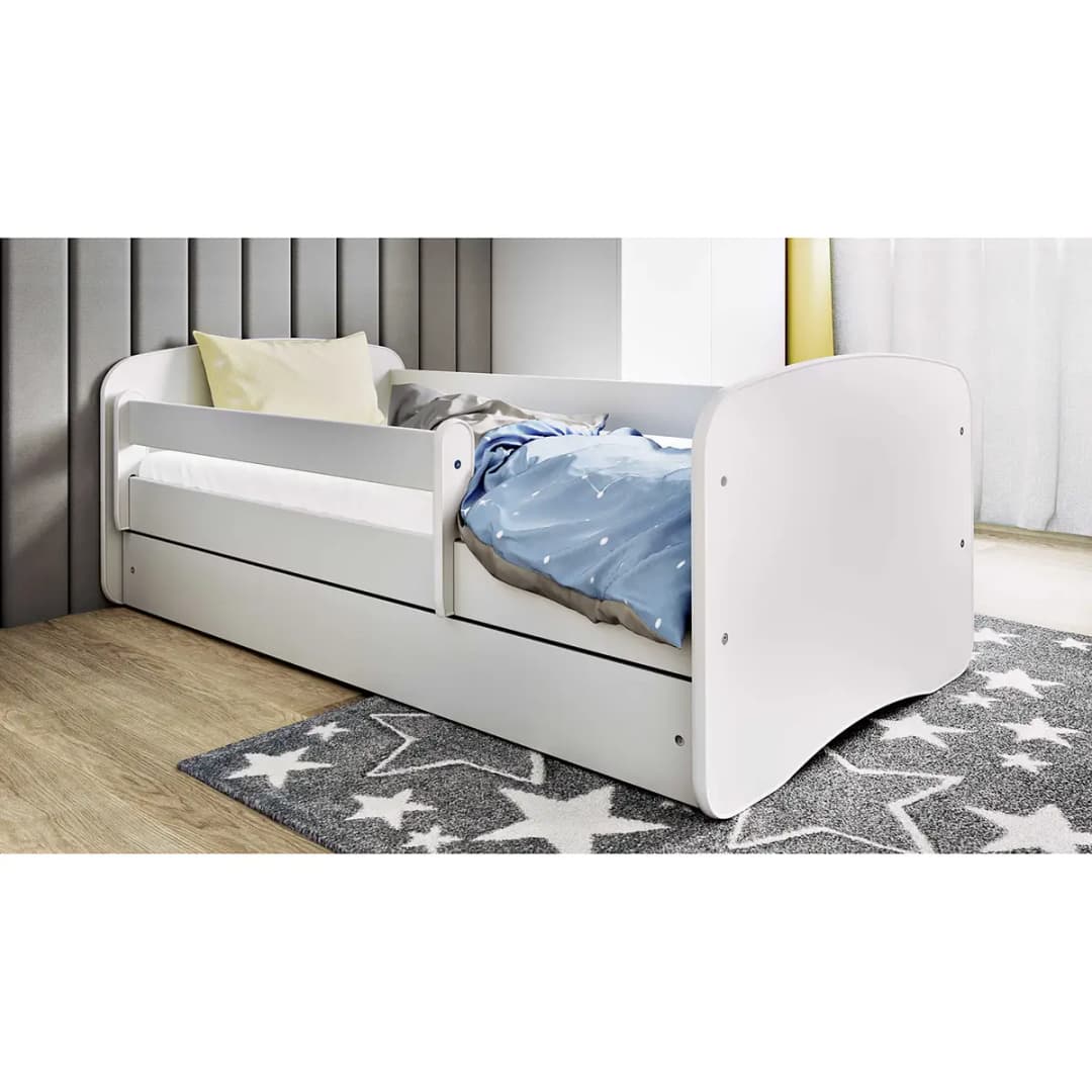 Kinderbett Basic 70 x 140cm mit Lattenrost & Matratze Weiß/Weiß | Weiß