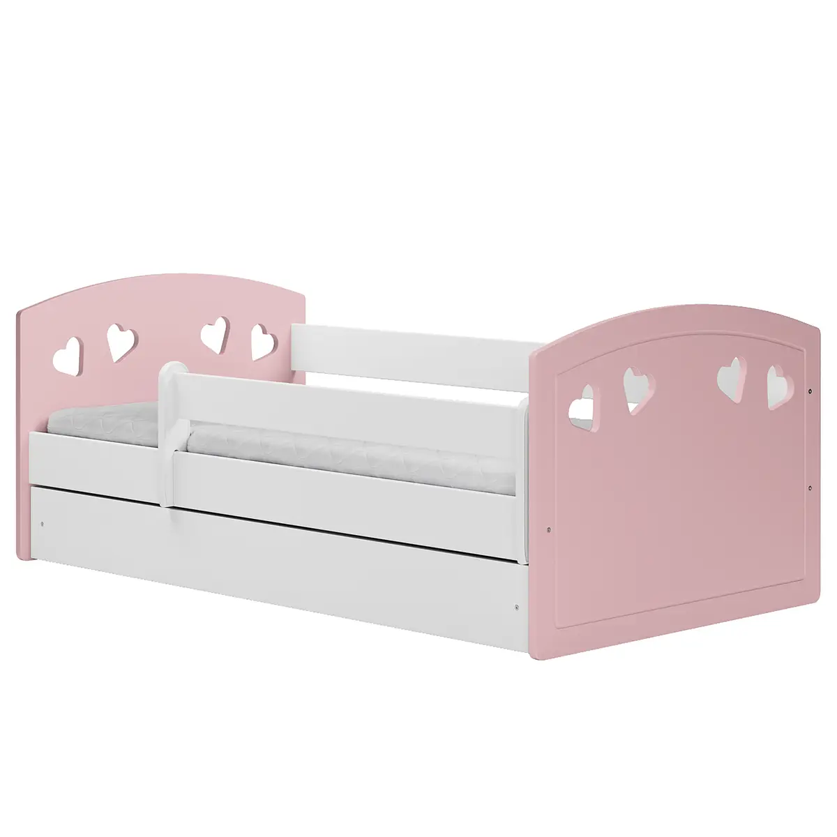 Kinderbett 80 x 160cm mit Lattenrost & Matratze Pink/Rosa