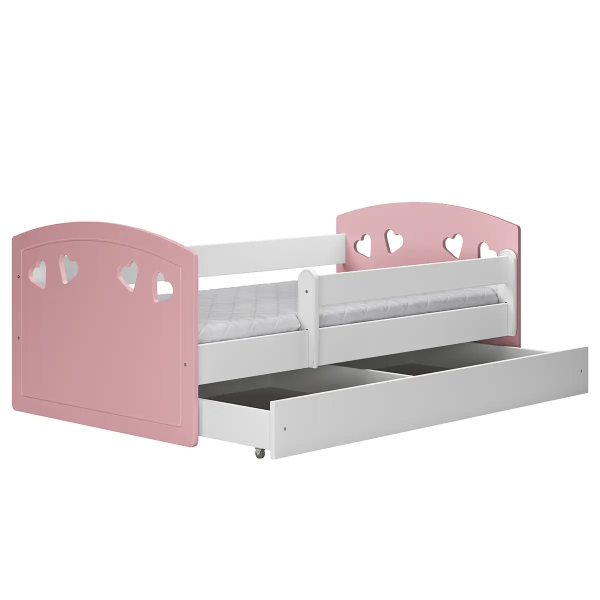 Kinderbett 80 x 160cm mit Lattenrost & Matratze Pink/Rosa