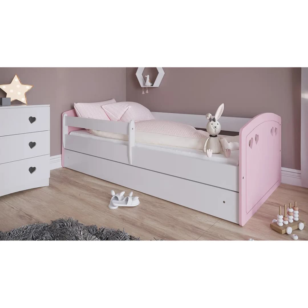 Kinderbett 80 x 140 cm mit Lattenrost | Rosa