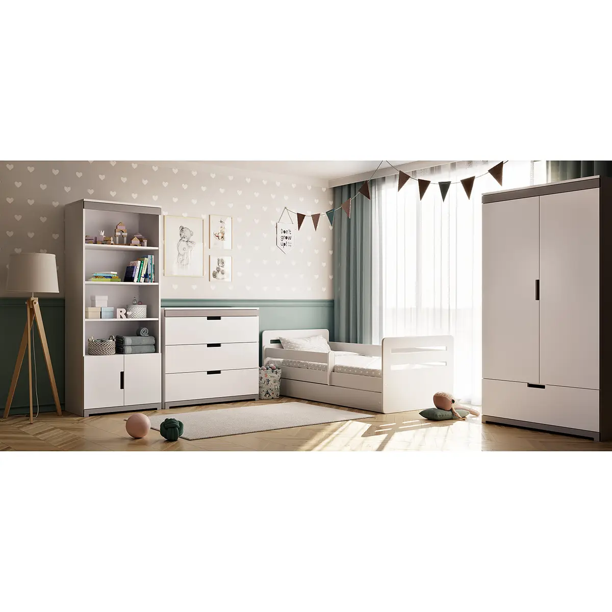 Kinderbett 80 x 160cm mit Lattenrost Weiß/Weiß | Weiß