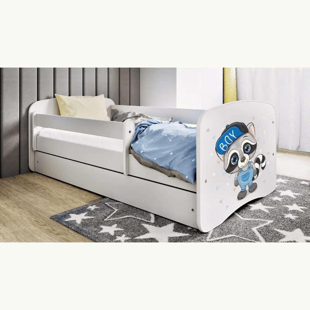 Kinderbett Waschbär 70 x 140cm | Weiß
