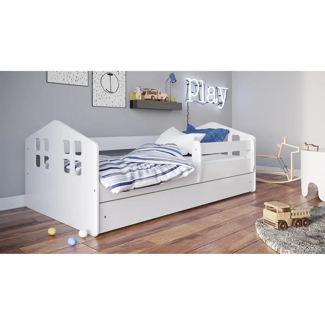 Kinderbett 80 x 140 cm mit Lattenrost Weiß | Weiß