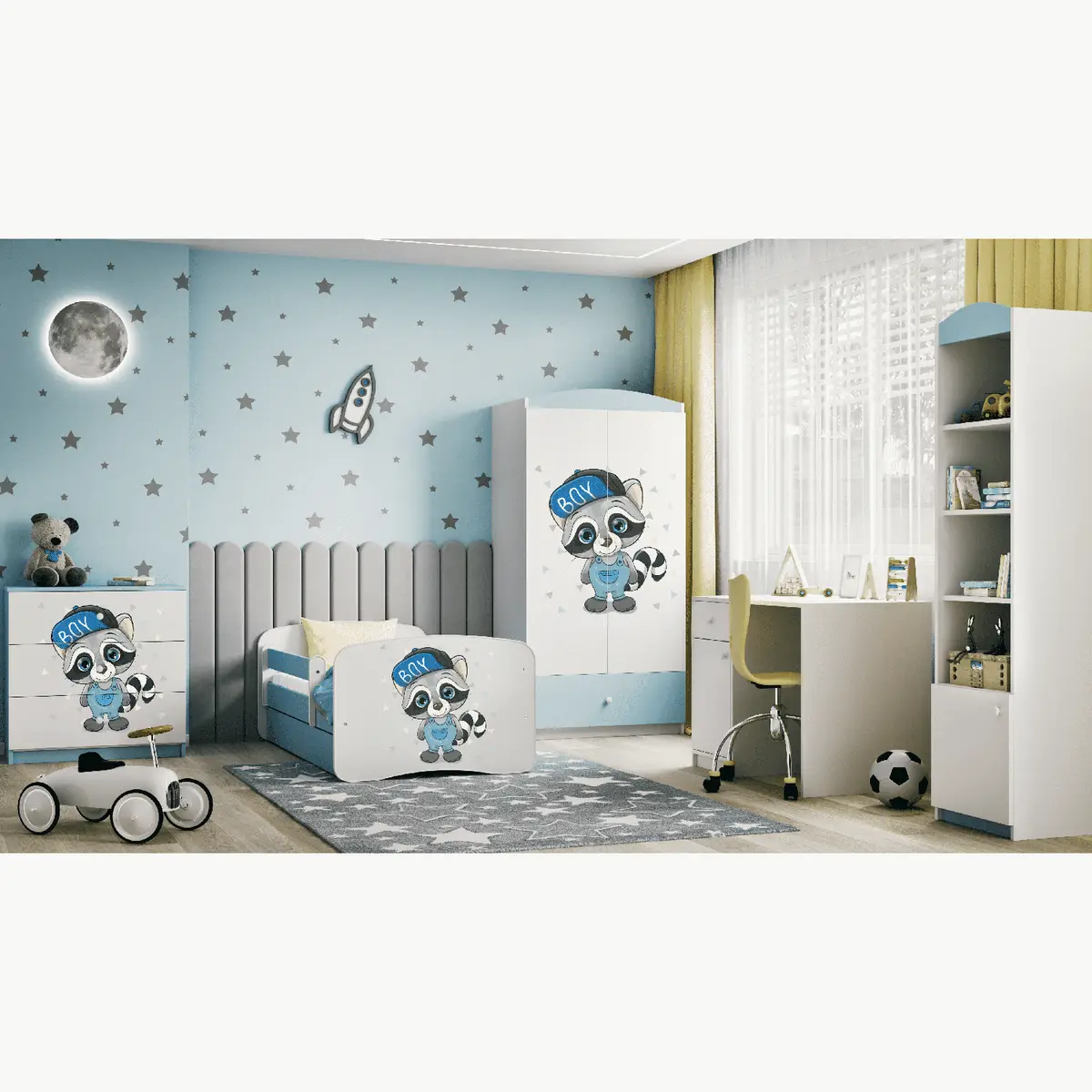 Kinderbett Waschbär | Blau