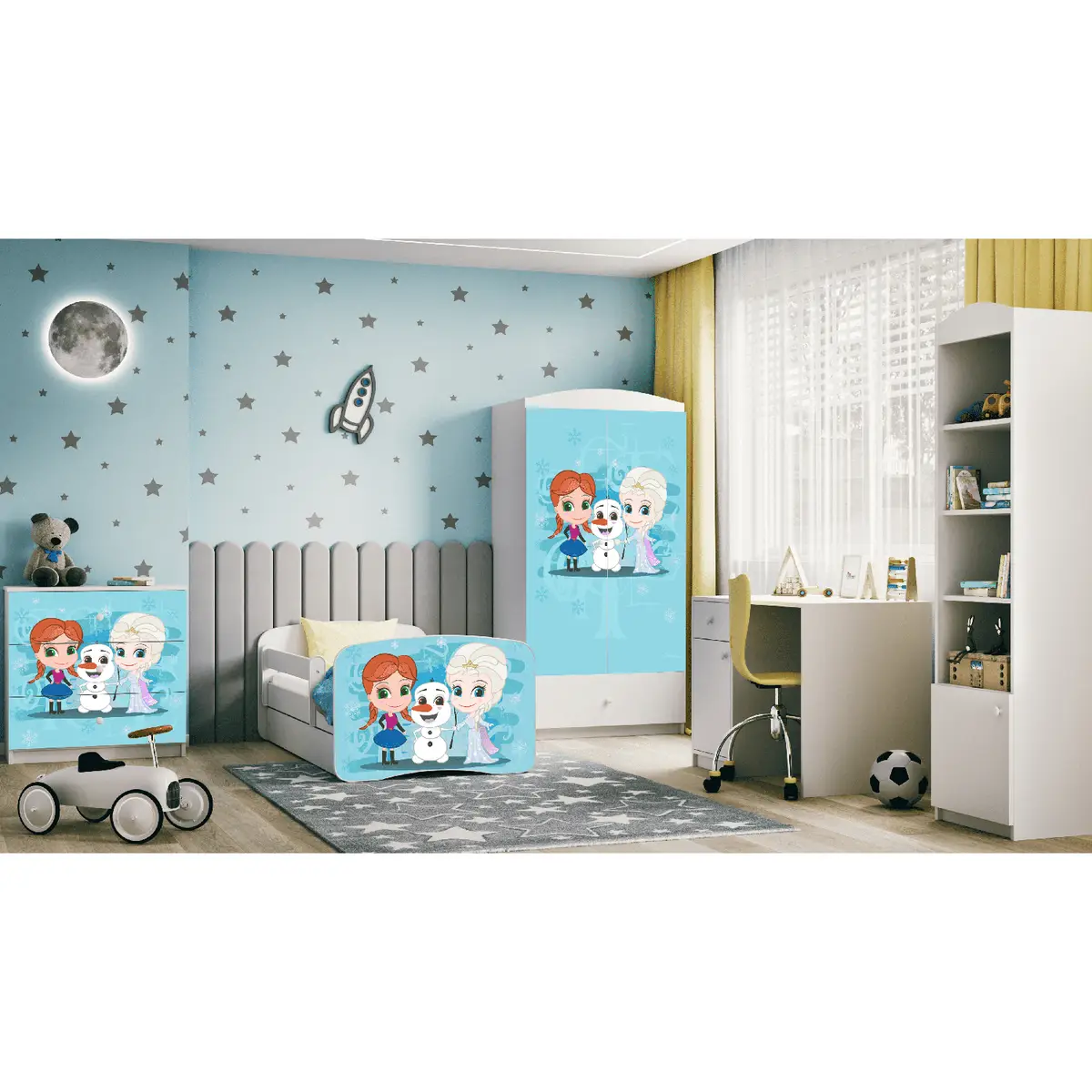 Kinderbett Frozen 70 x 140cm mit Lattenrost Weiß/Weiß | Weiß