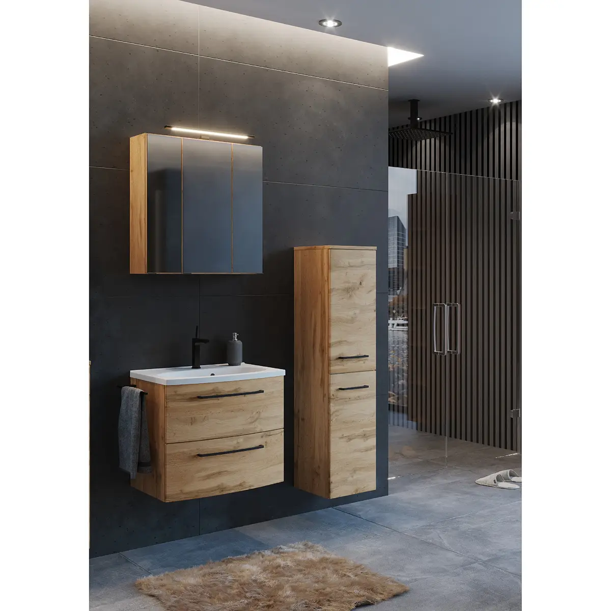 Badezimmerset II 3-teilig 90cm Braun | Braun