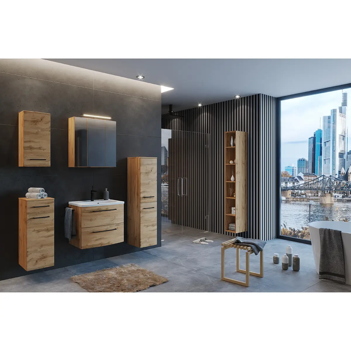Badezimmerset II 3-teilig 90cm Braun | Braun