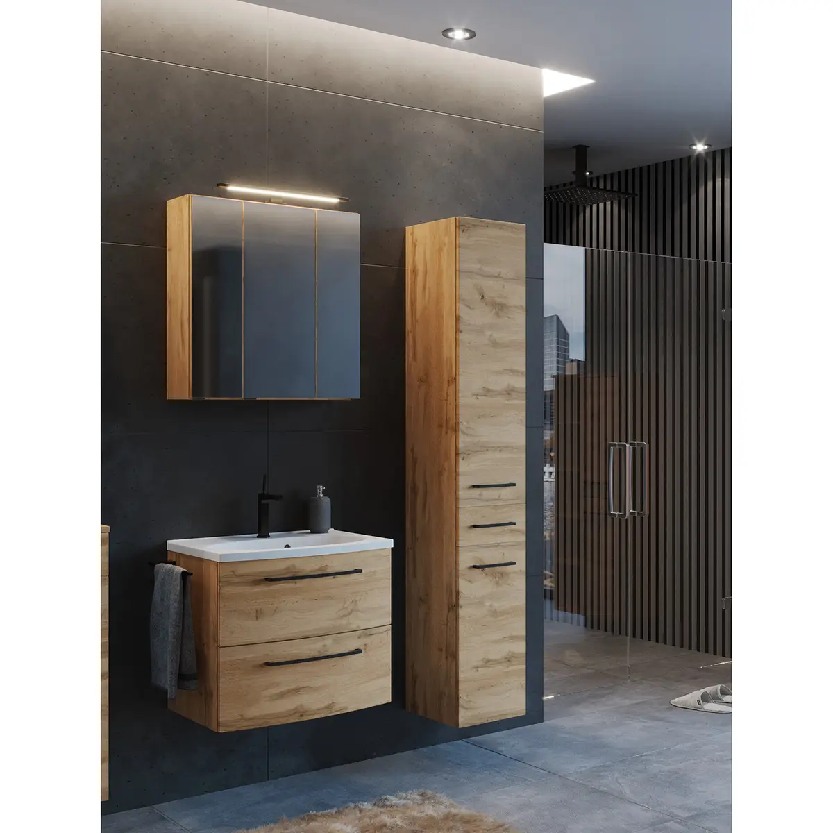 Badezimmerset III 3-teilig 90cm Braun | Braun