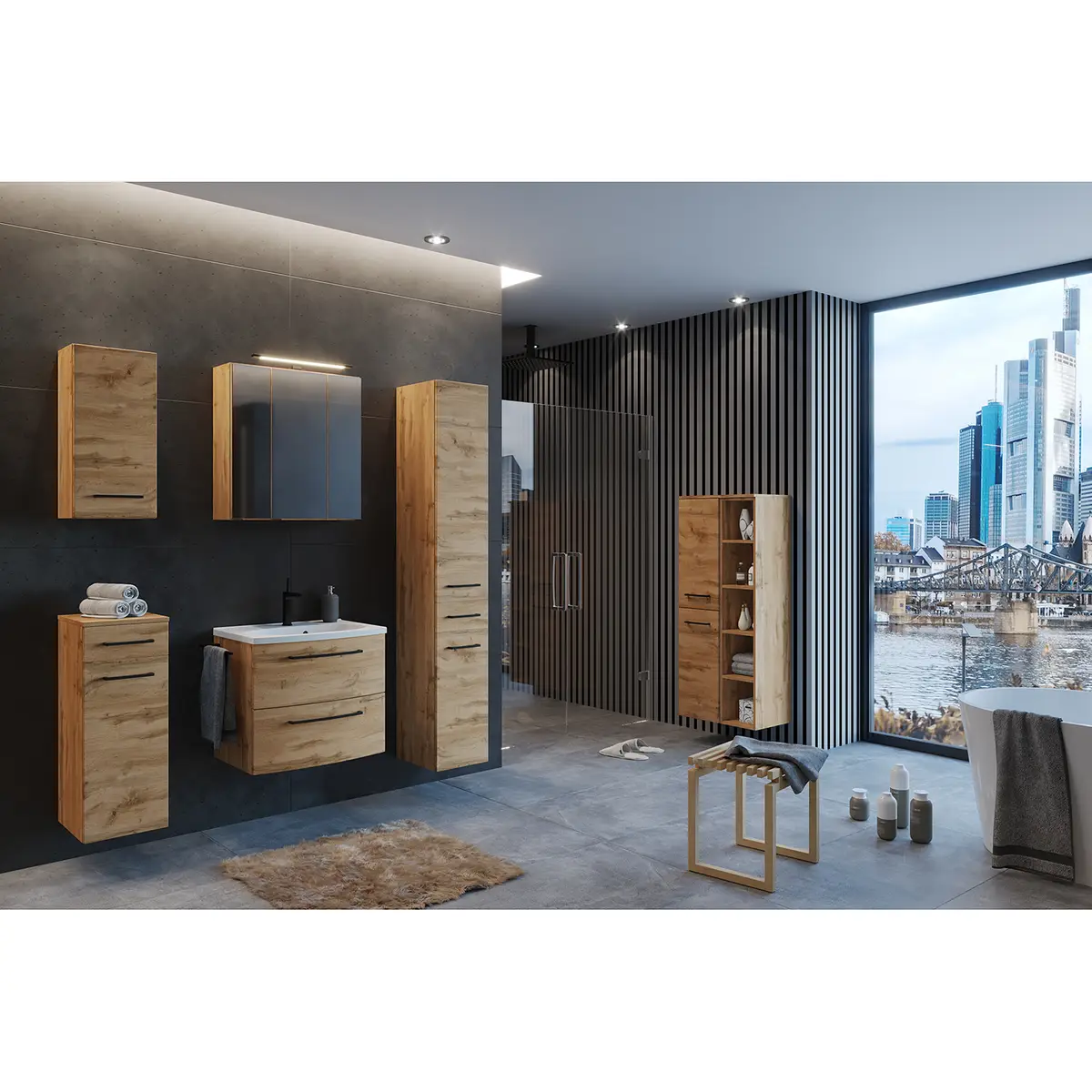 Badezimmerset III 3-teilig 90cm Braun | Braun