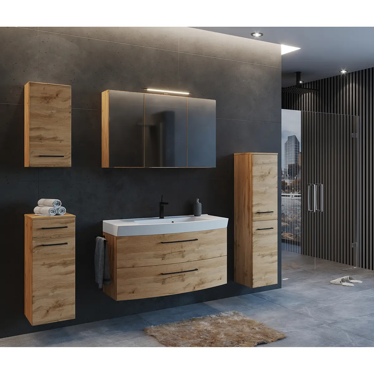 Badezimmerset II 3-teilig 130cm Braun | Braun