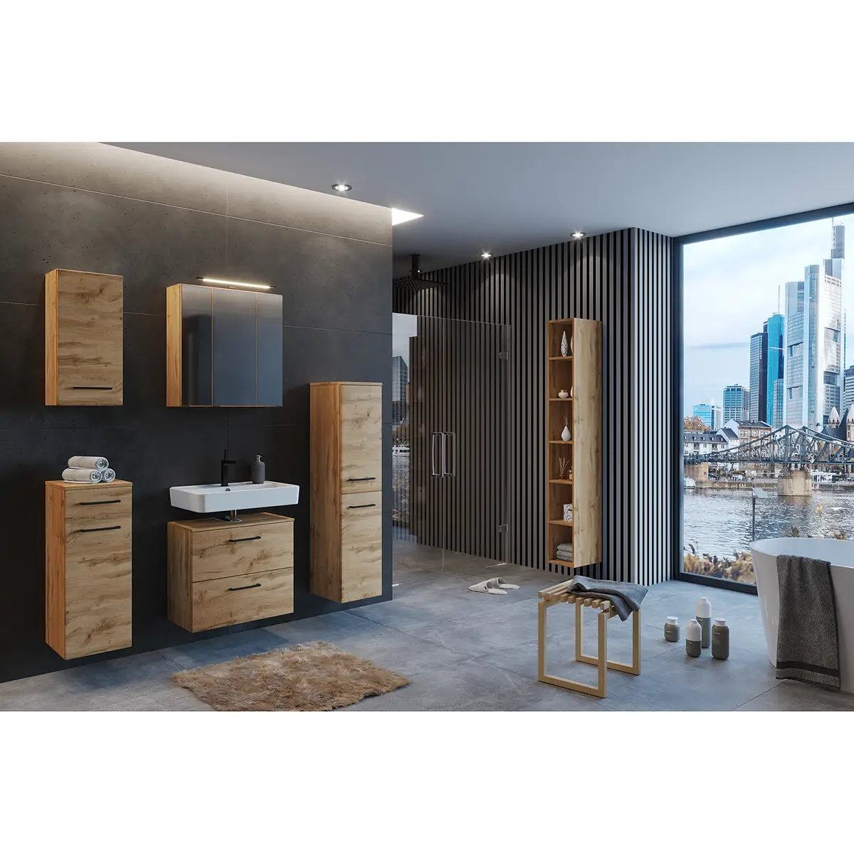 Badezimmerset II 3-teilig 130cm Braun | Braun