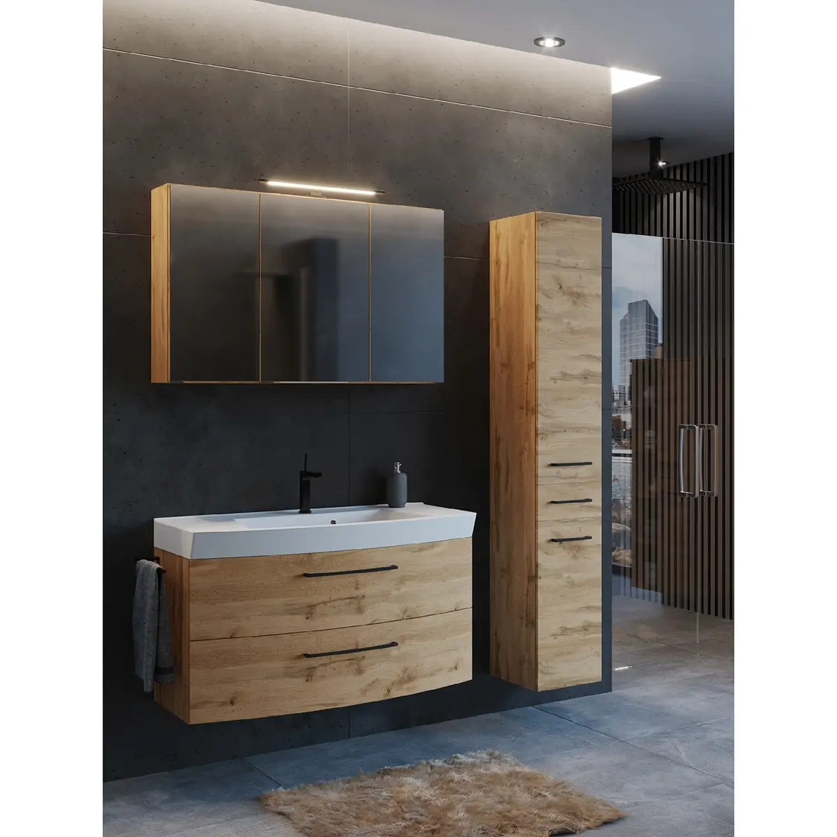 Badezimmerset III 3-teilig 130cm Braun | Braun