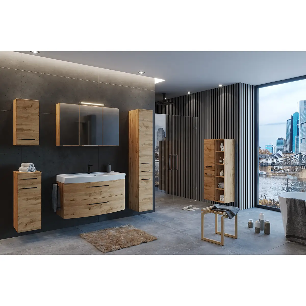 Badezimmerset III 3-teilig 130cm Braun | Braun