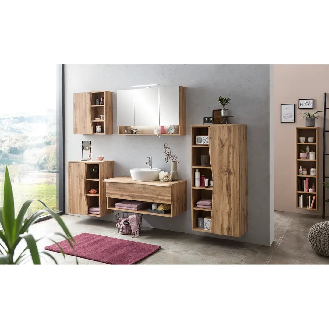 Badezimmerset I 2-teilig 100cm Braun/Wotaneiche Dekor | Braun