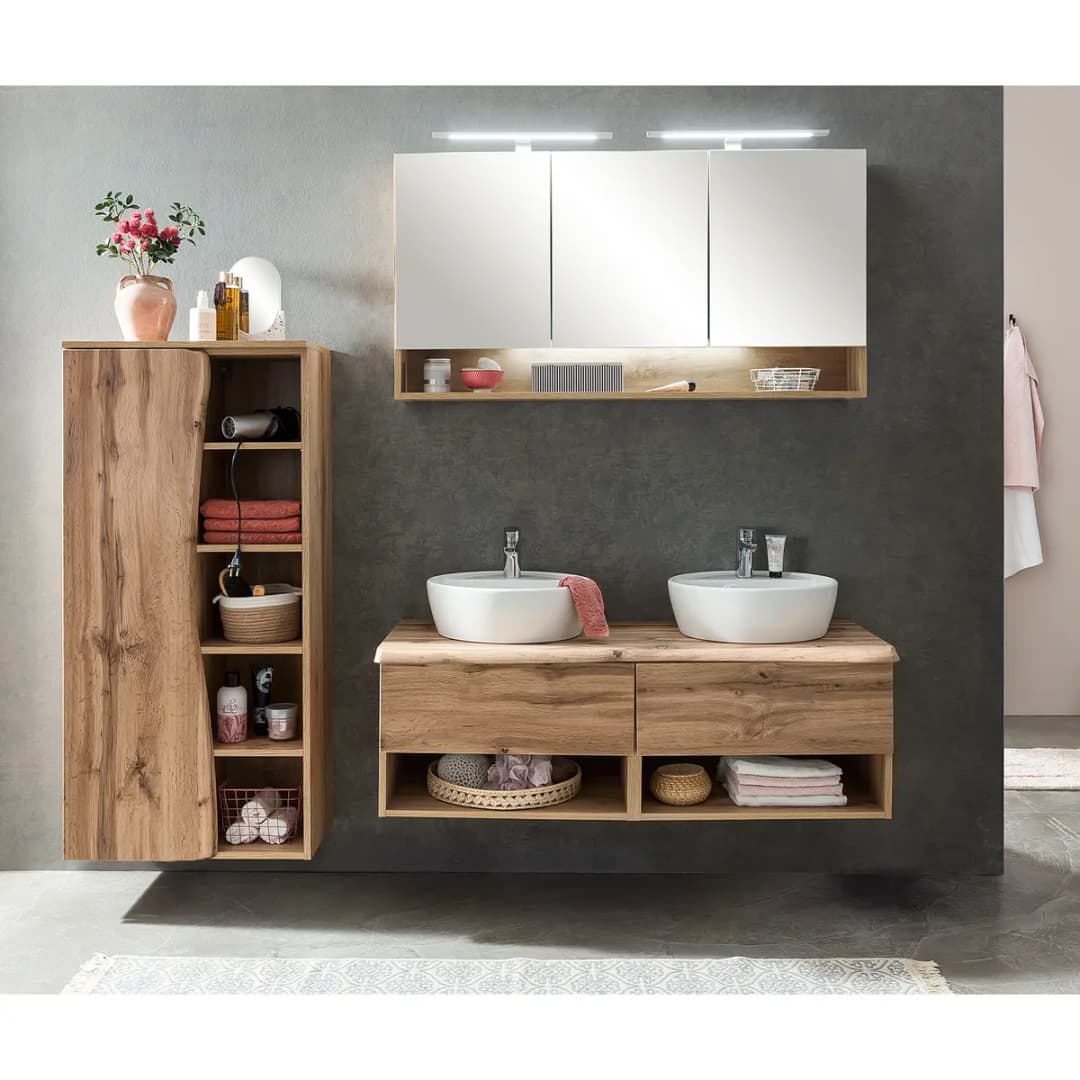 Spiegelschrank Stubach 120cm Braun/Wotaneiche Dekor | Braun