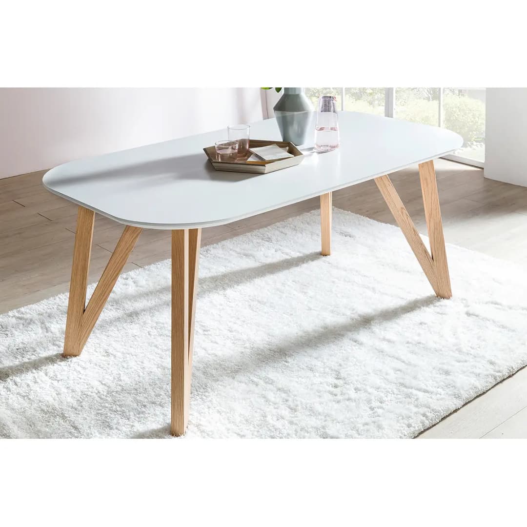 Essgruppe Champlost I 5-teilig 160cm Weiß/Goldbraun | Weiß