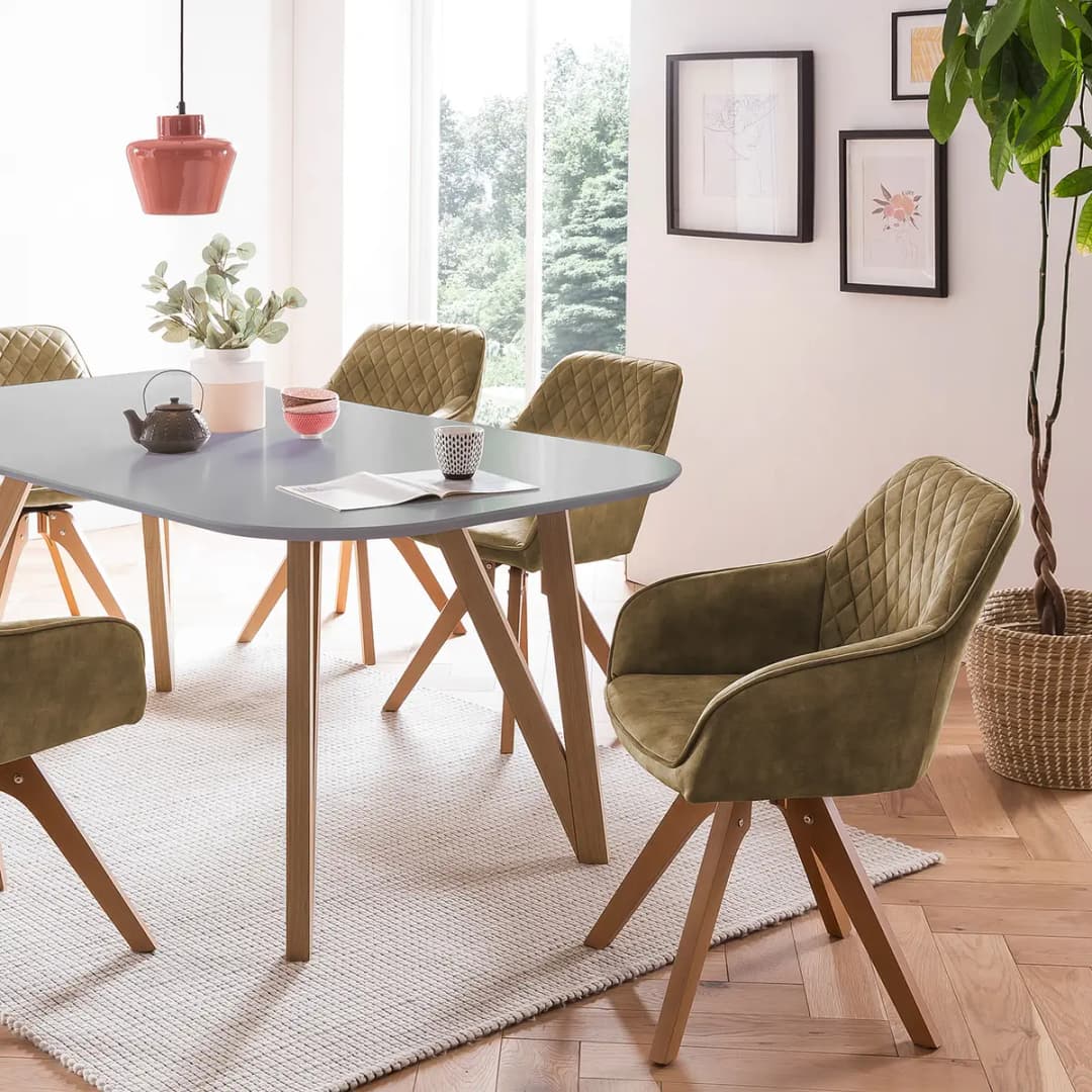 Essgruppe Champlost II 5-teilig 180cm Grau/Vintage Braun