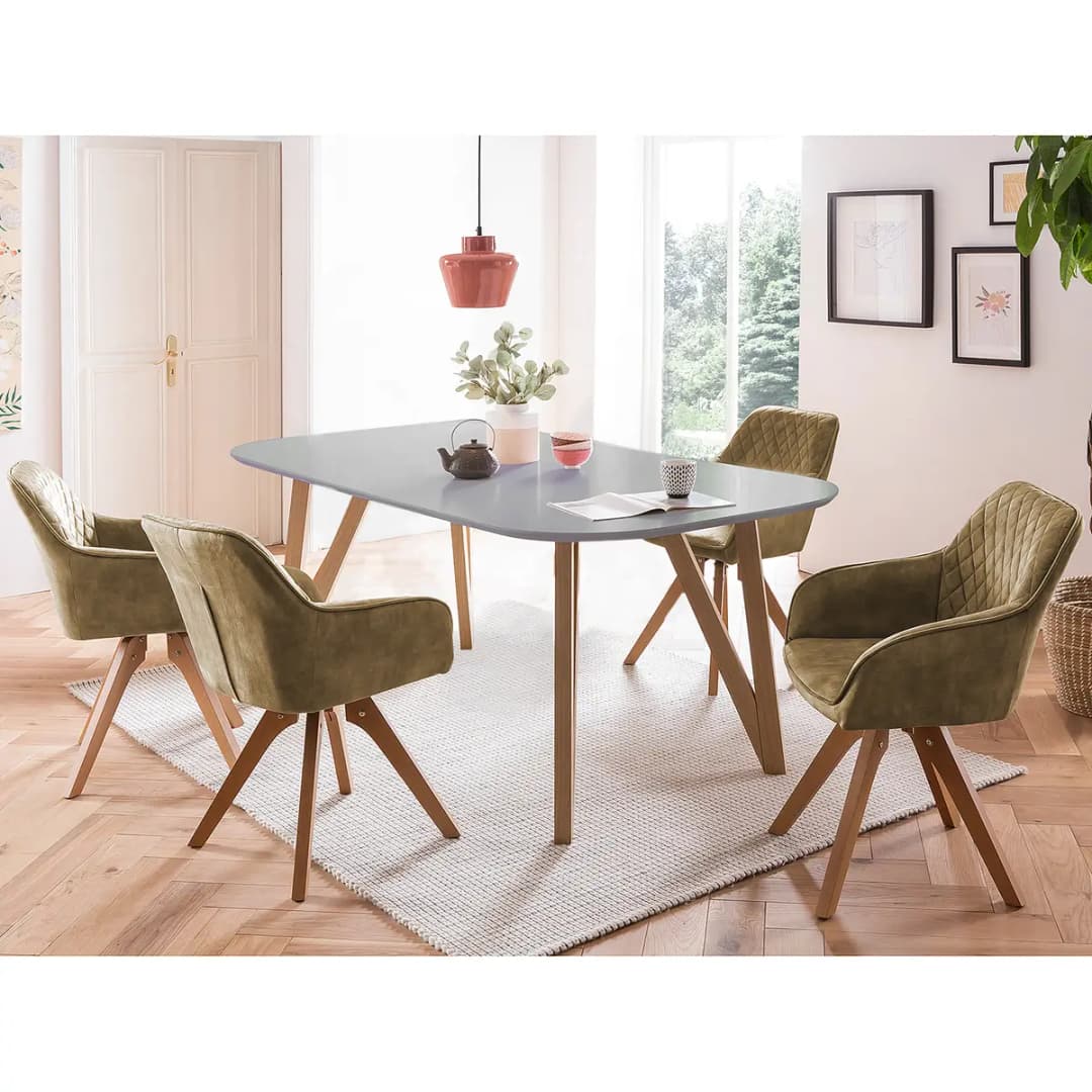 Essgruppe Champlost II 5-teilig 180cm Grau/Vintage Braun