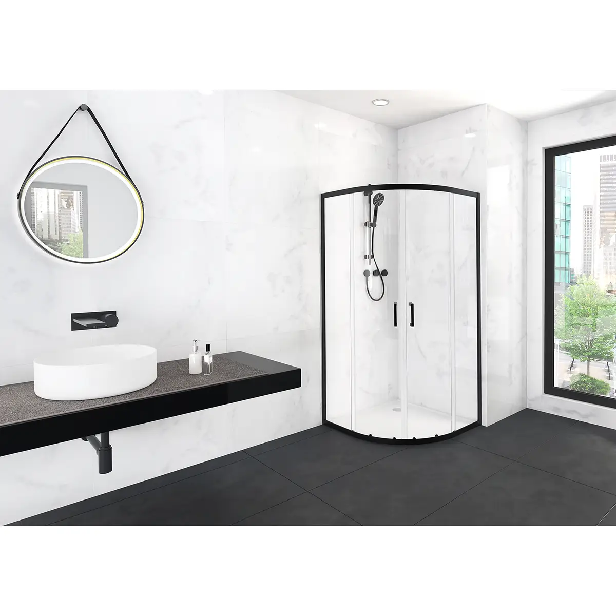 Runddusche Marwell Round | Schwarz