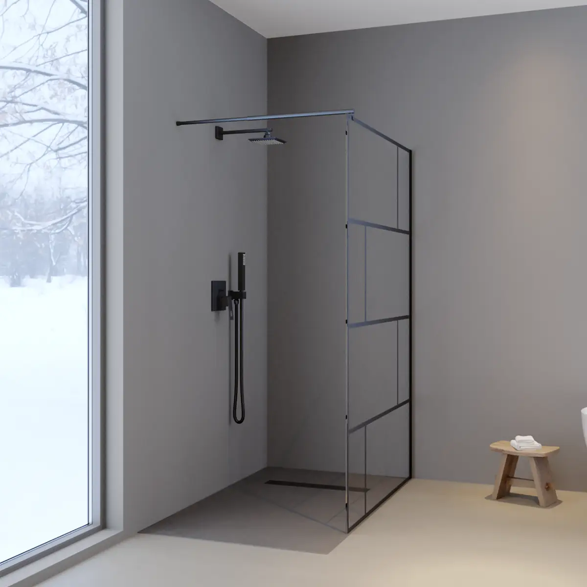 Duschwand Walk-In II 120cm Schwarz | Schwarz