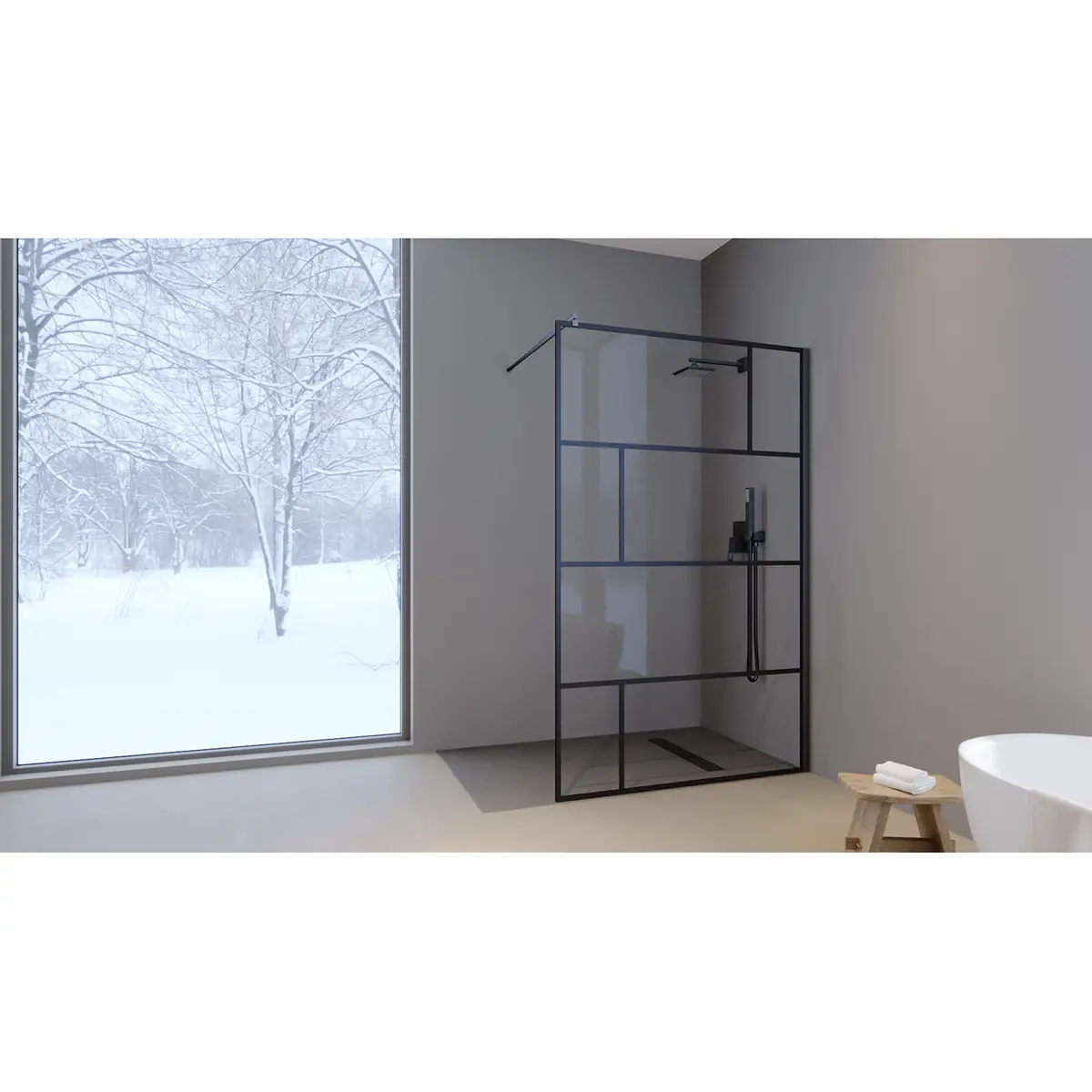 Duschwand Walk-In II 120cm Schwarz | Schwarz