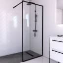 Duschwand 90cm Schwarz/Schwarz | Schwarz