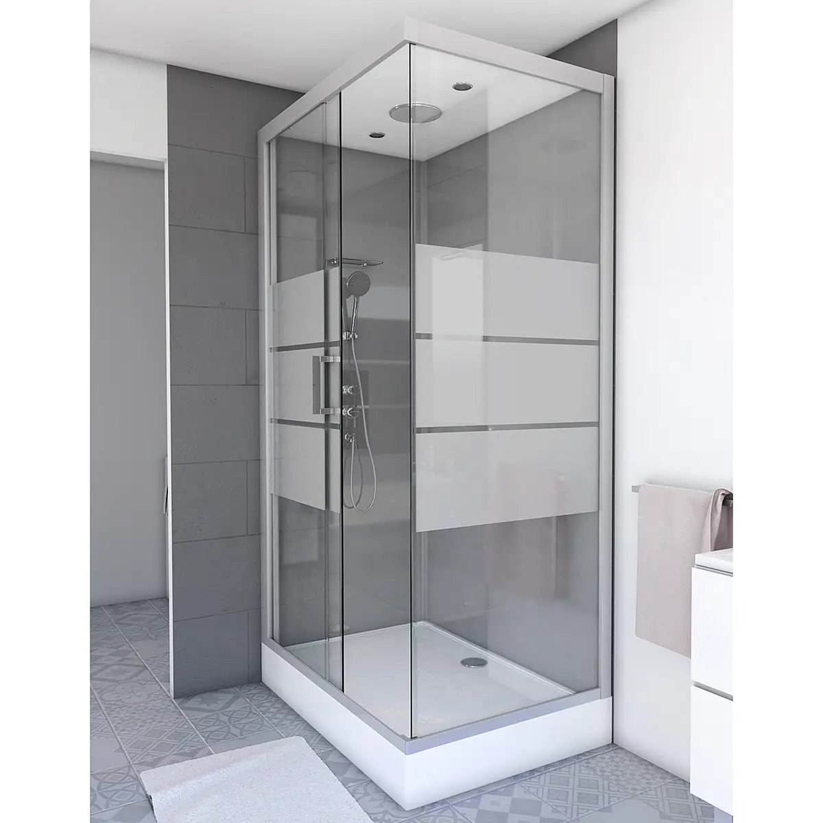Eckdusche Grey River | Grau